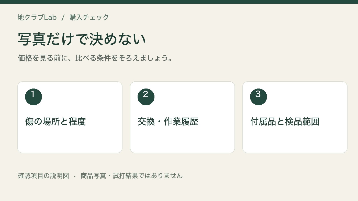 写真だけで決めないの確認項目をまとめた説明図