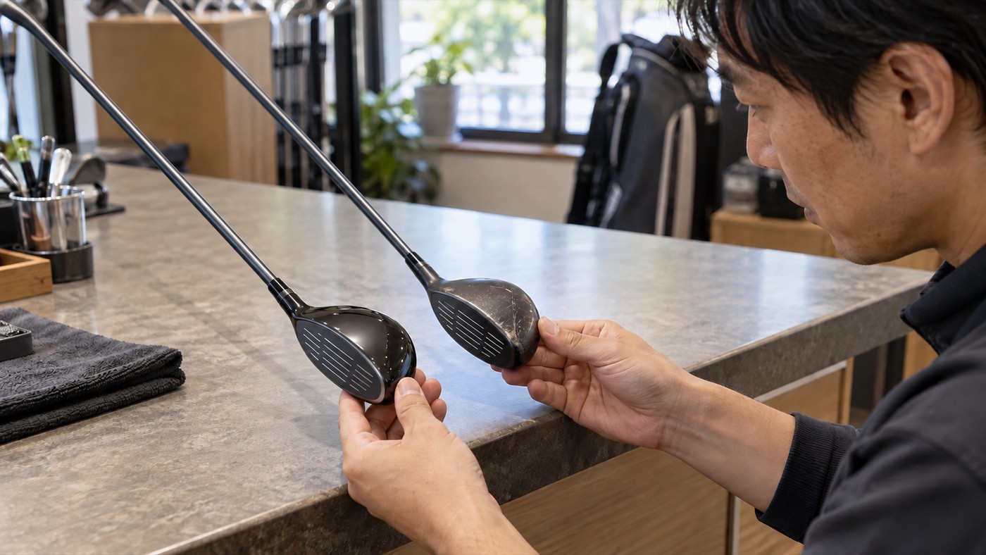 新品の標準仕様と中古個体をどう比べるか。クラブ選びの参考イメージであり、ロッディオ ユーティリティ 中古の実物写真ではありません